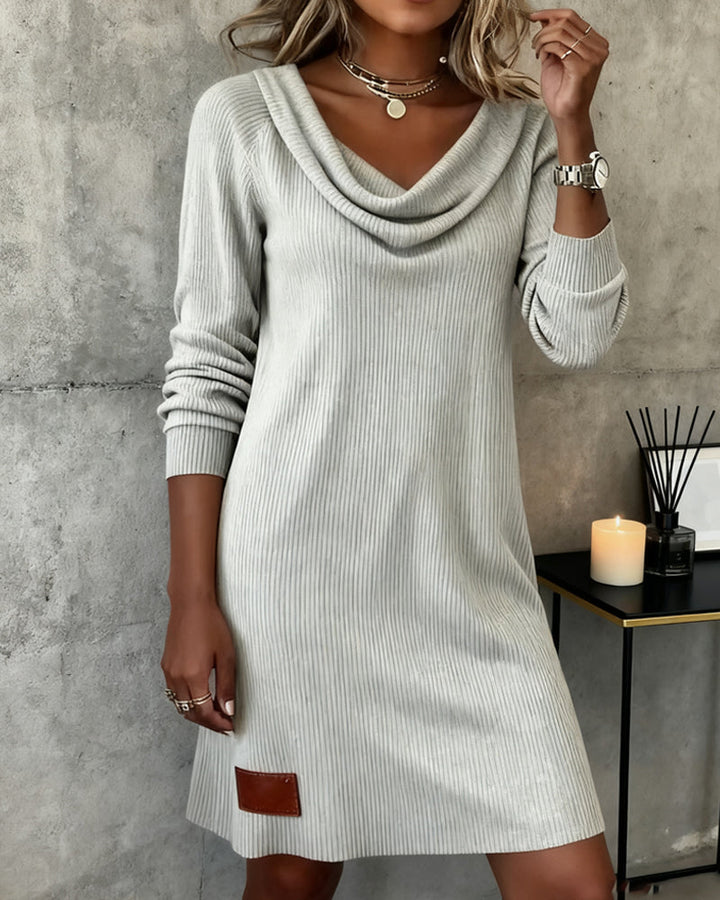Celine | Casual Dress with Long Sleeves and High Collar