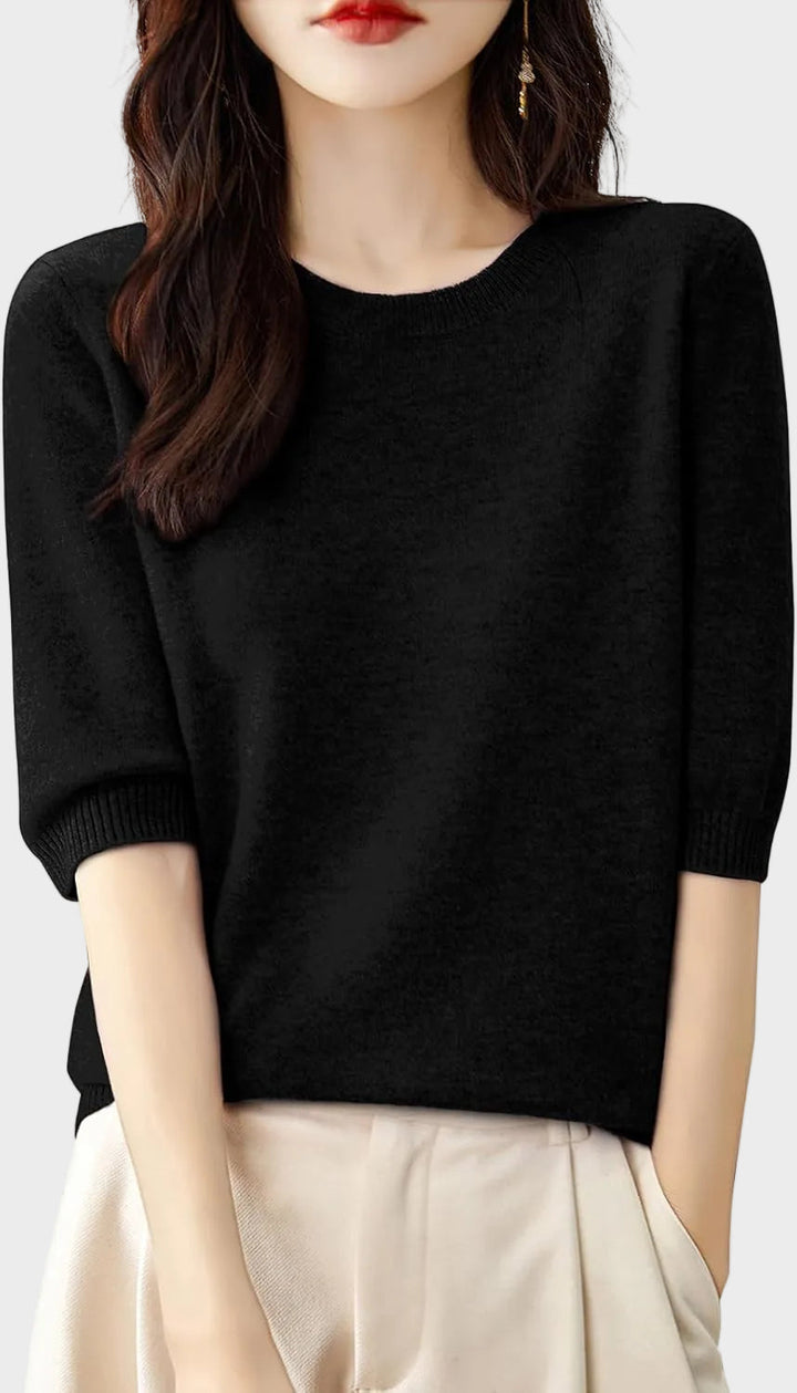 Eureka | Wool-Blend Crewneck Half Sleeve Sweater