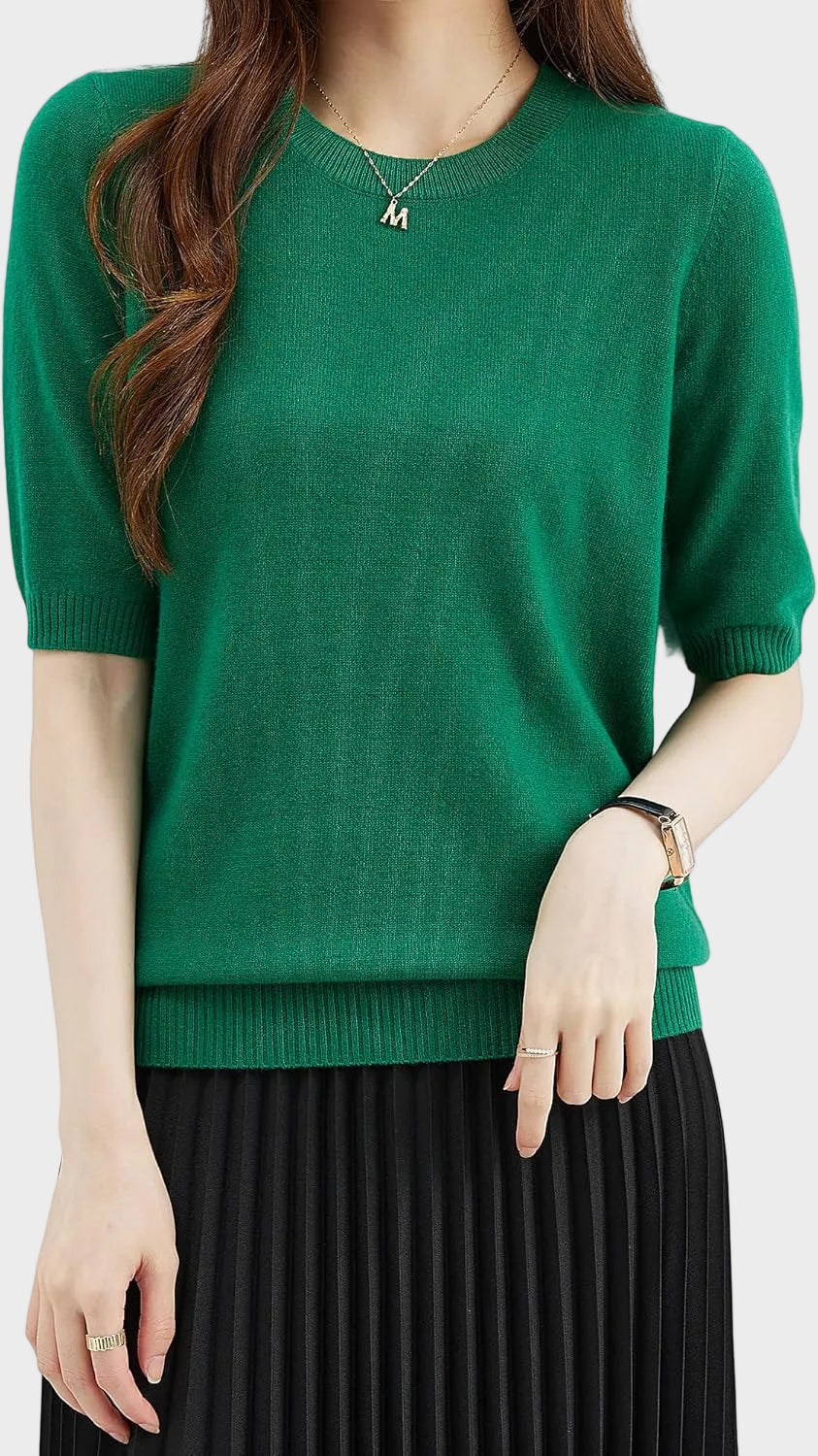 Eureka | Wool-Blend Crewneck Half Sleeve Sweater