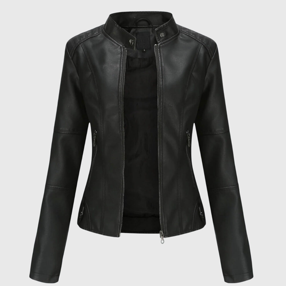 Effortless Faux Leather Jacket for Women with Button Front Collared Oversized Shacket Style
