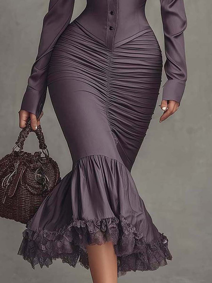 Minnie | Satin Midi Dress with Handles in Dusty