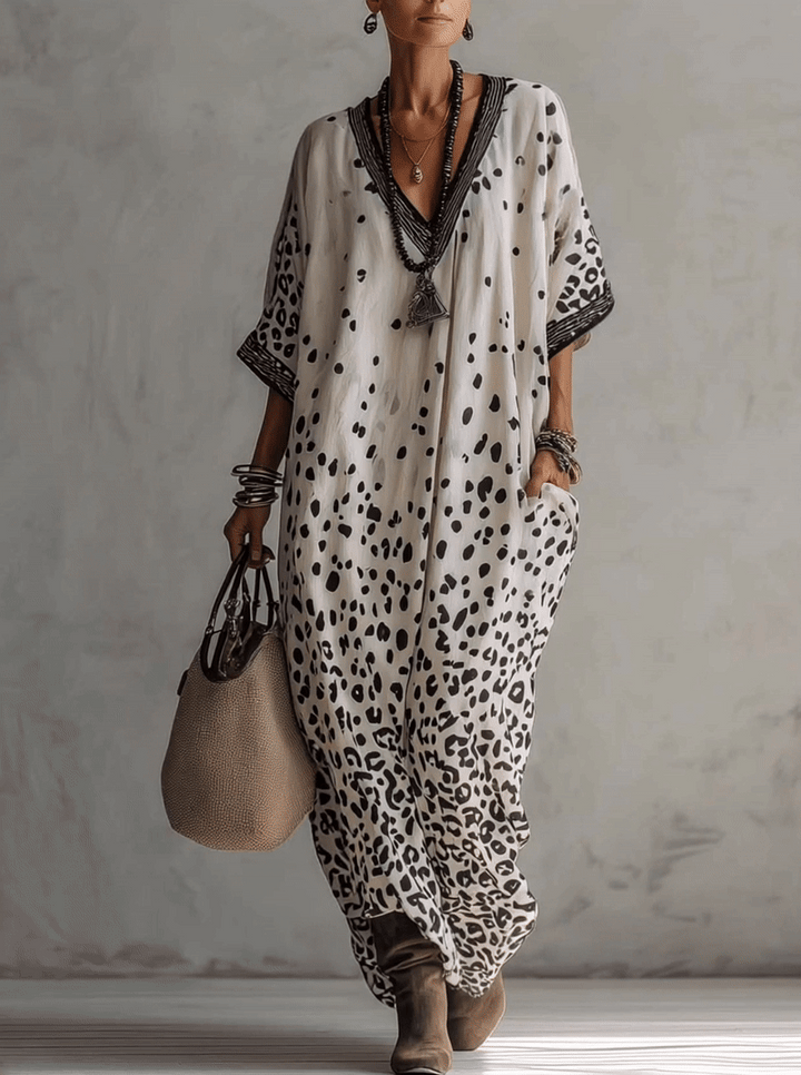 Elena | Lightweight Chiffon Maxi Dress with Ombre Animal Print