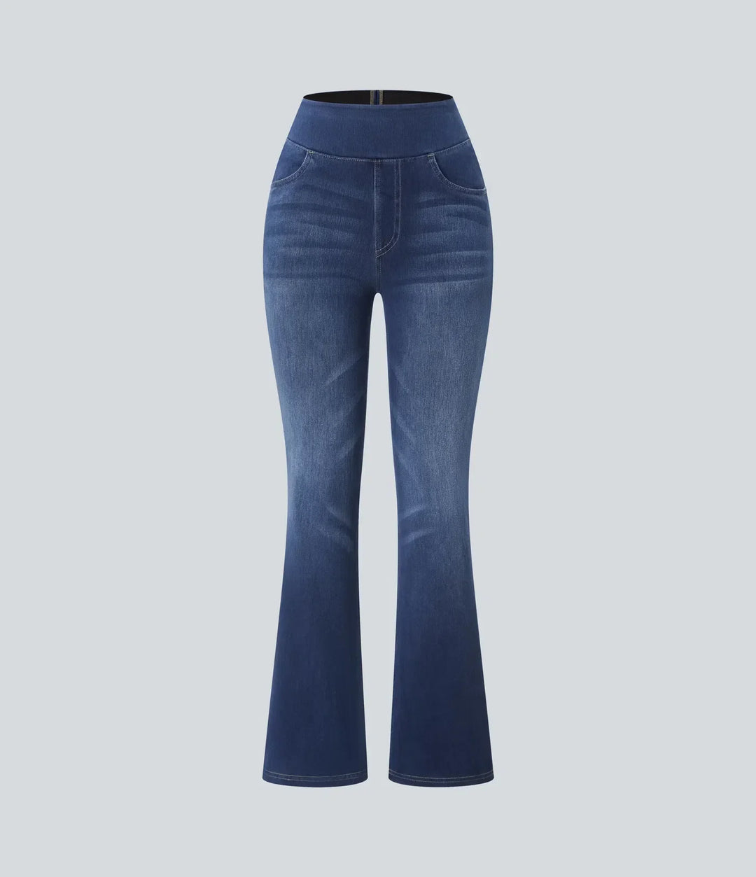 Premium Wash High Waisted Pockets Washed Casual Bootcut Jeans