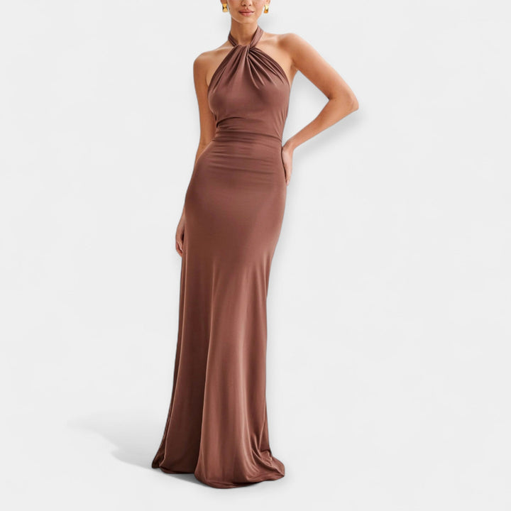 Maxi Dress with Tie Neck