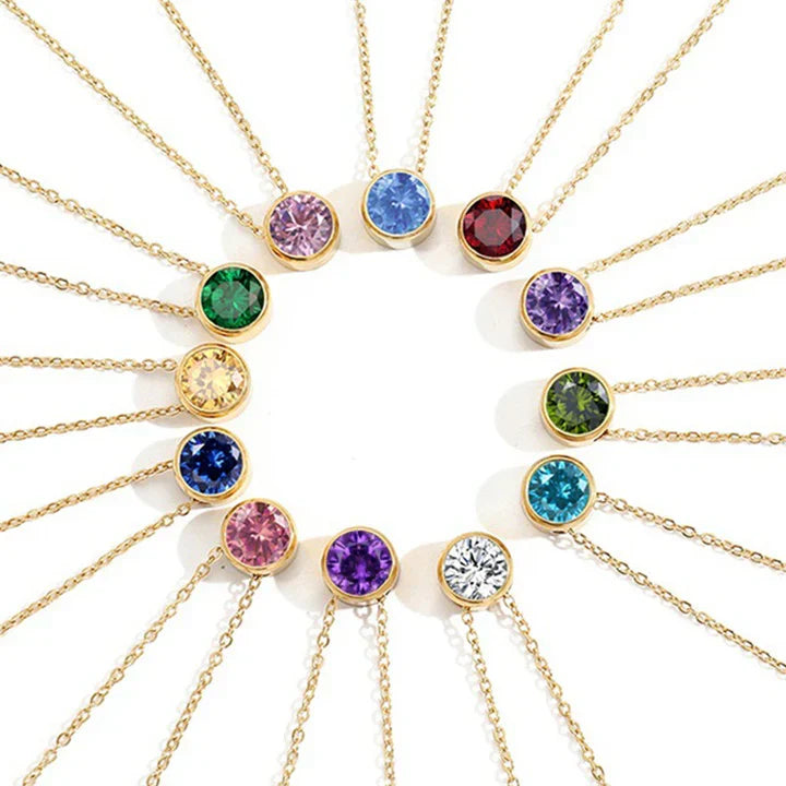 Lunaria Gemmara Birthstone Necklace | Silver-Tone