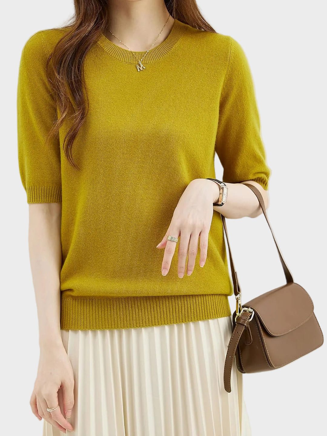 Eureka | Wool-Blend Crewneck Half Sleeve Sweater