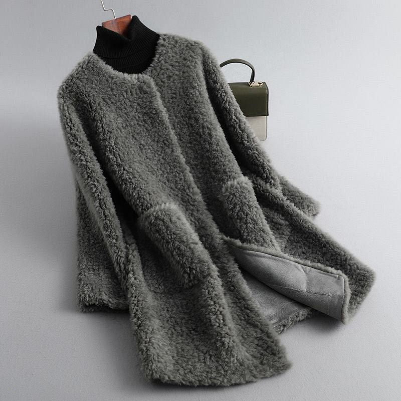 Cecille – Shearling Teddy Coat of Genuine Lambskin