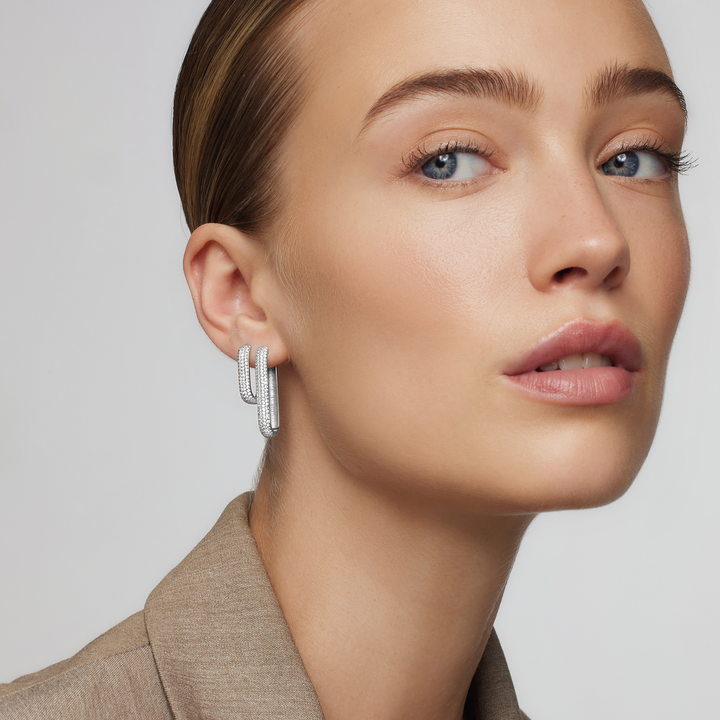 Icon Pavé Hoops | White Gold