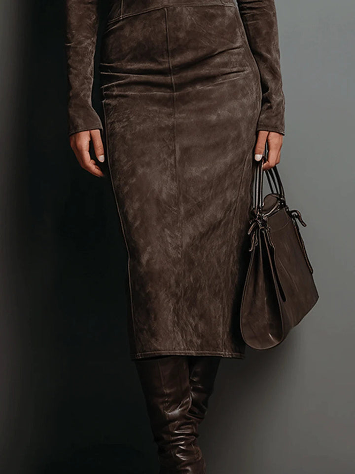Lorena | Brown Midi Dress