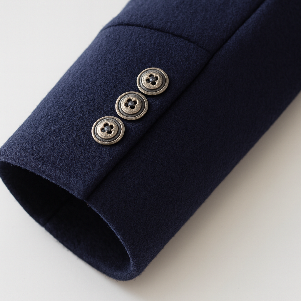 Wool Blend Overcoat with Notch Lapel Collar