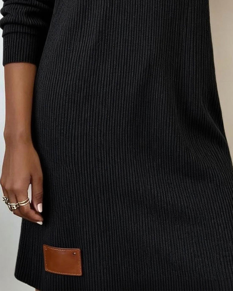 Celine | Casual Dress with Long Sleeves and High Collar