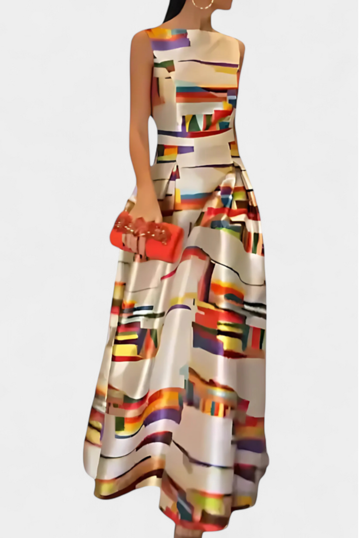 Boho Embroidered Dress with V Neckline and Open Back