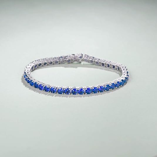 Blue Stone Tennis Bracelet | Silver-Tone