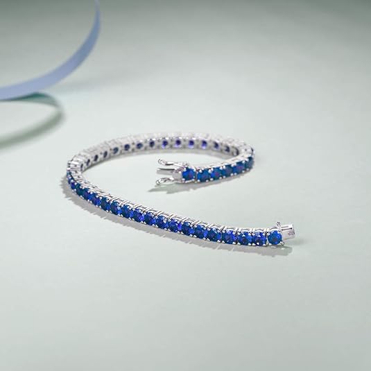 Blue Stone Tennis Bracelet | Silver-Tone