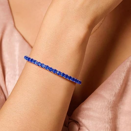 Blue Stone Tennis Bracelet | Silver-Tone
