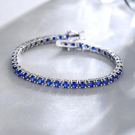 Blue Stone Tennis Bracelet | Silver-Tone