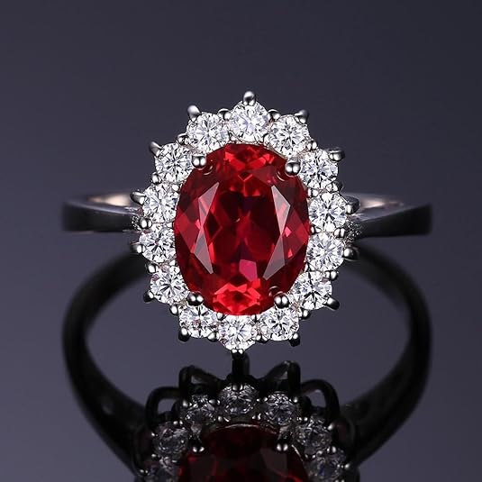Classic Ruby Halo Ring | White Gold