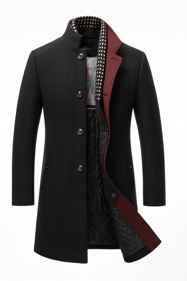 Tailored Long Coat in a Wool Blend Fabric
