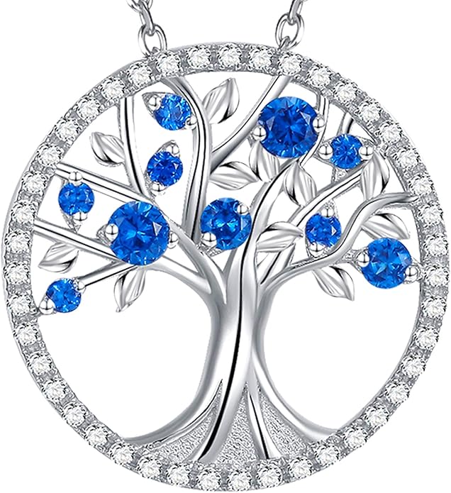 Tree of Life Blue Stone Necklace | Silver-Tone