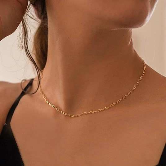 Paperclip Layered Red Stone Necklace | Gold-Tone