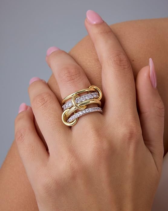 Interlock Stack Rings | Gold