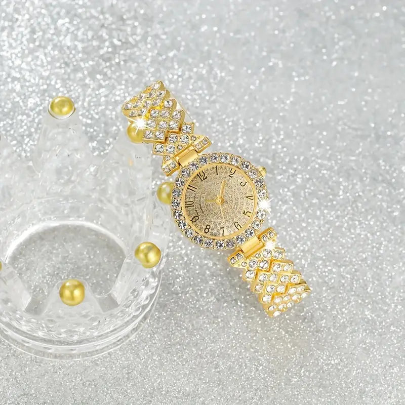 Luxe Radiance Gold-Tone Watch & Bracelet Set | Gold-Tone