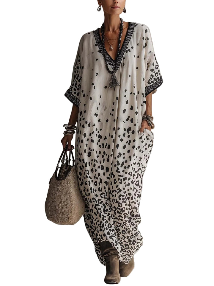 Elena | Lightweight Chiffon Maxi Dress with Ombre Animal Print