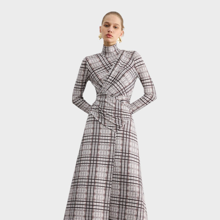 Hristina | Confirmed Long Sleeve Maxi Dress with High Neck