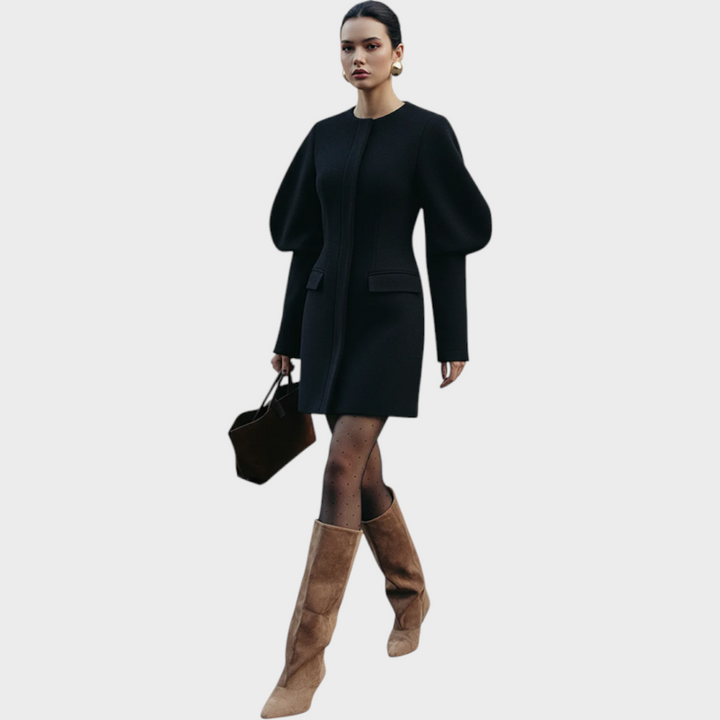 Dessa | Mini Dress Made of Short Fabric with Puff Sleeves