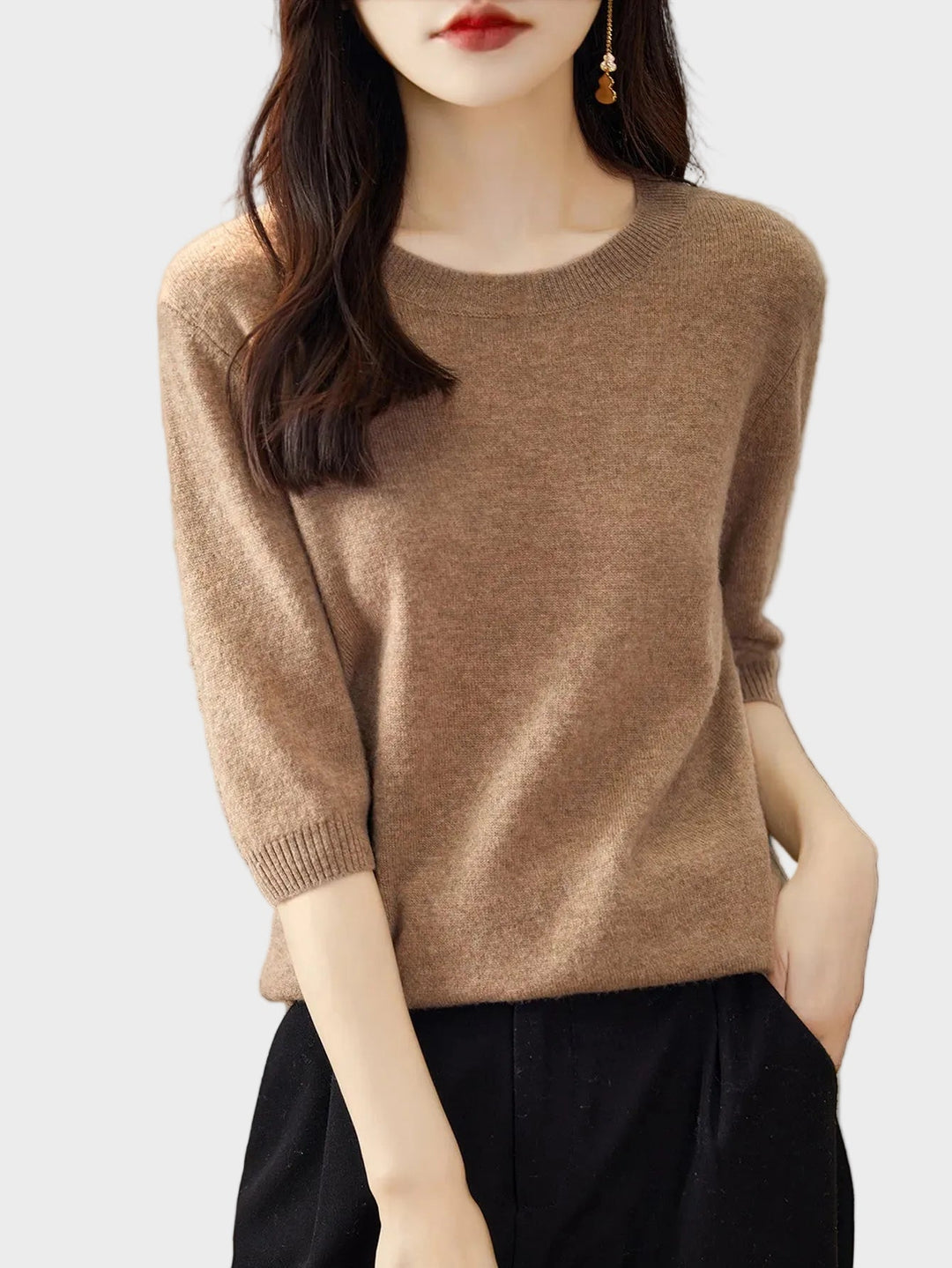 Eureka | Wool-Blend Crewneck Half Sleeve Sweater