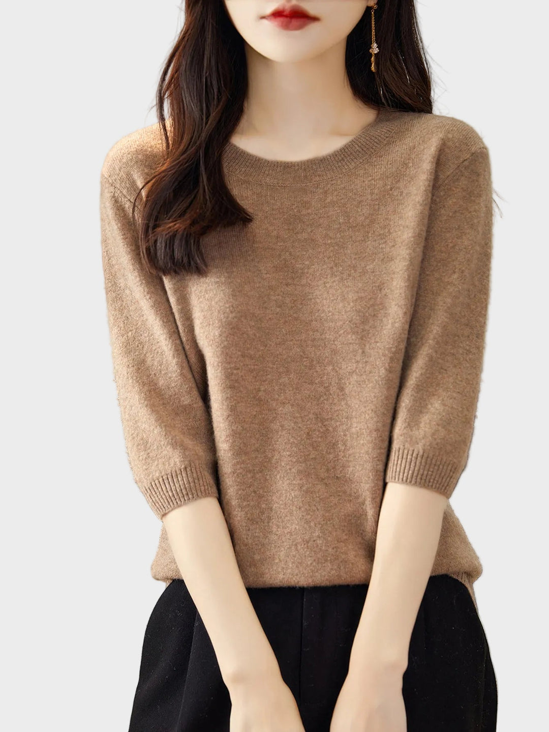 Eureka | Wool-Blend Crewneck Half Sleeve Sweater