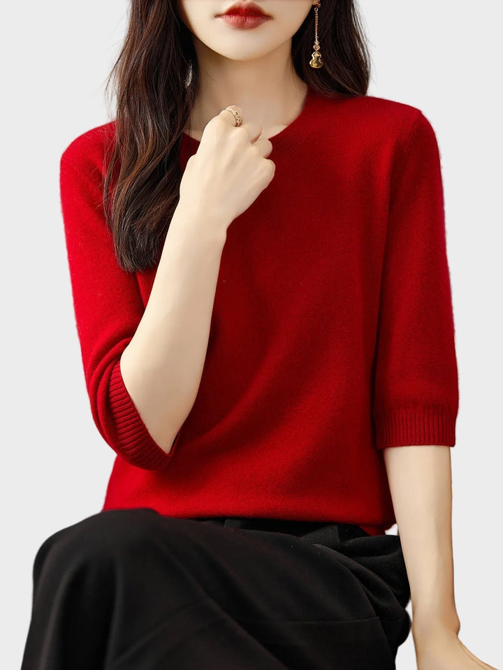 Eureka | Wool-Blend Crewneck Half Sleeve Sweater