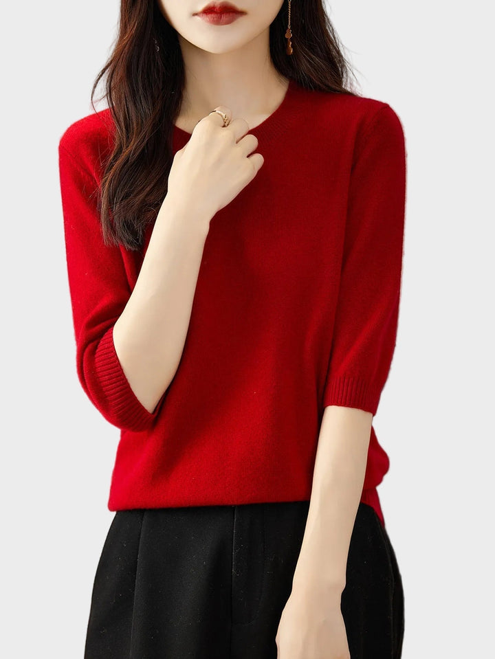 Eureka | Wool-Blend Crewneck Half Sleeve Sweater