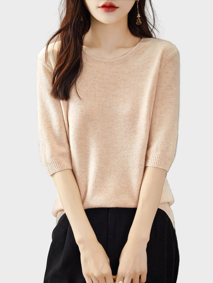Eureka | Wool-Blend Crewneck Half Sleeve Sweater