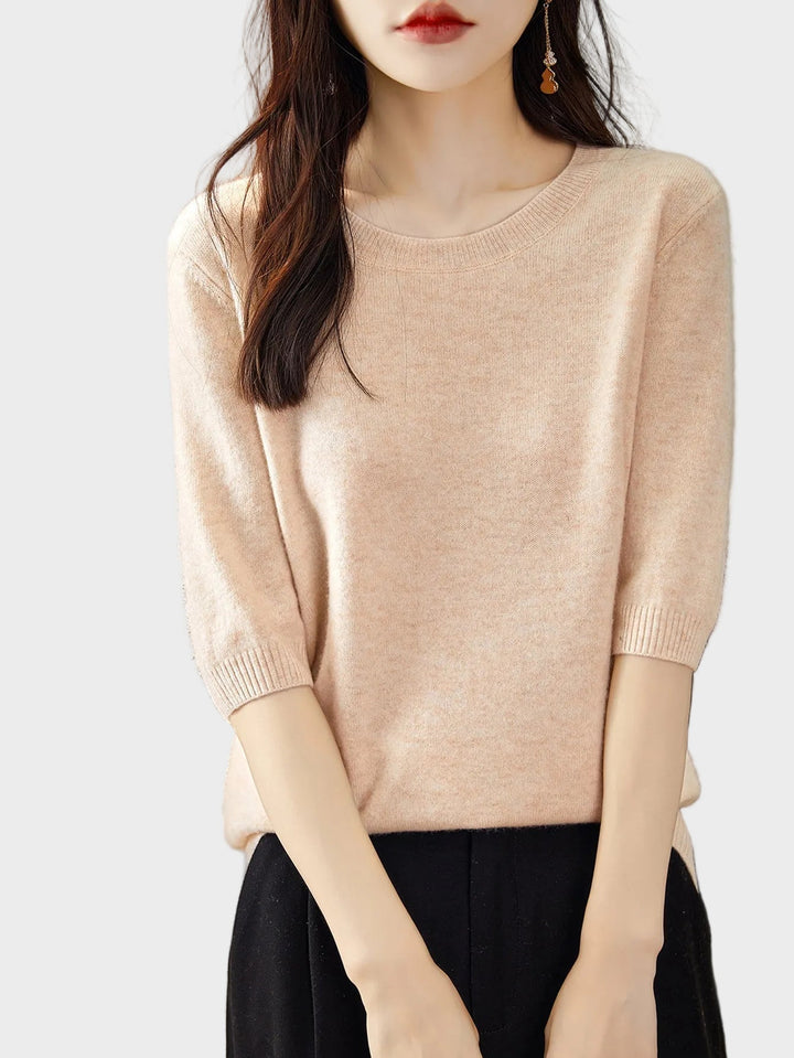 Eureka | Wool-Blend Crewneck Half Sleeve Sweater