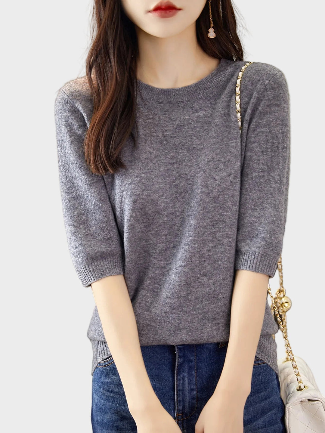 Eureka | Wool-Blend Crewneck Half Sleeve Sweater