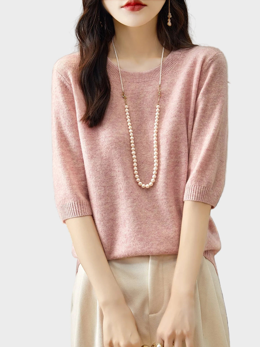 Eureka | Wool-Blend Crewneck Half Sleeve Sweater