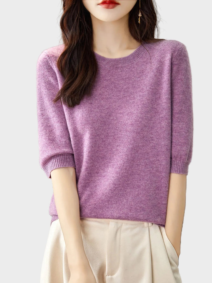 Eureka | Wool-Blend Crewneck Half Sleeve Sweater