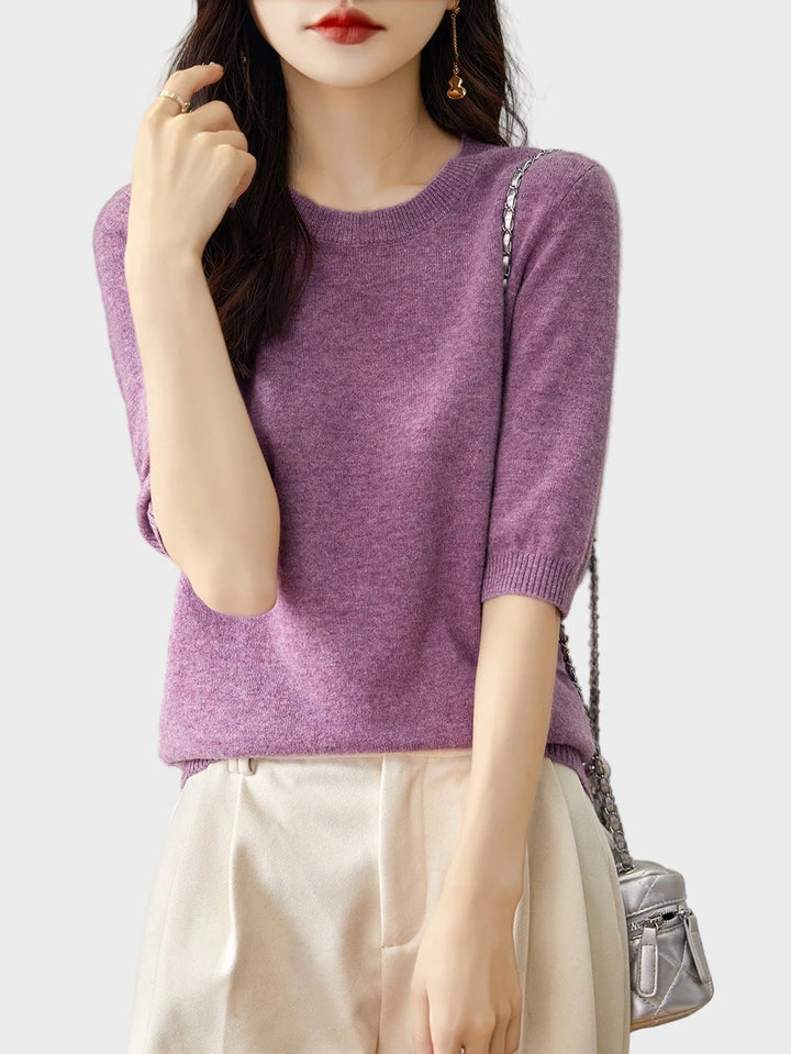 Eureka | Wool-Blend Crewneck Half Sleeve Sweater