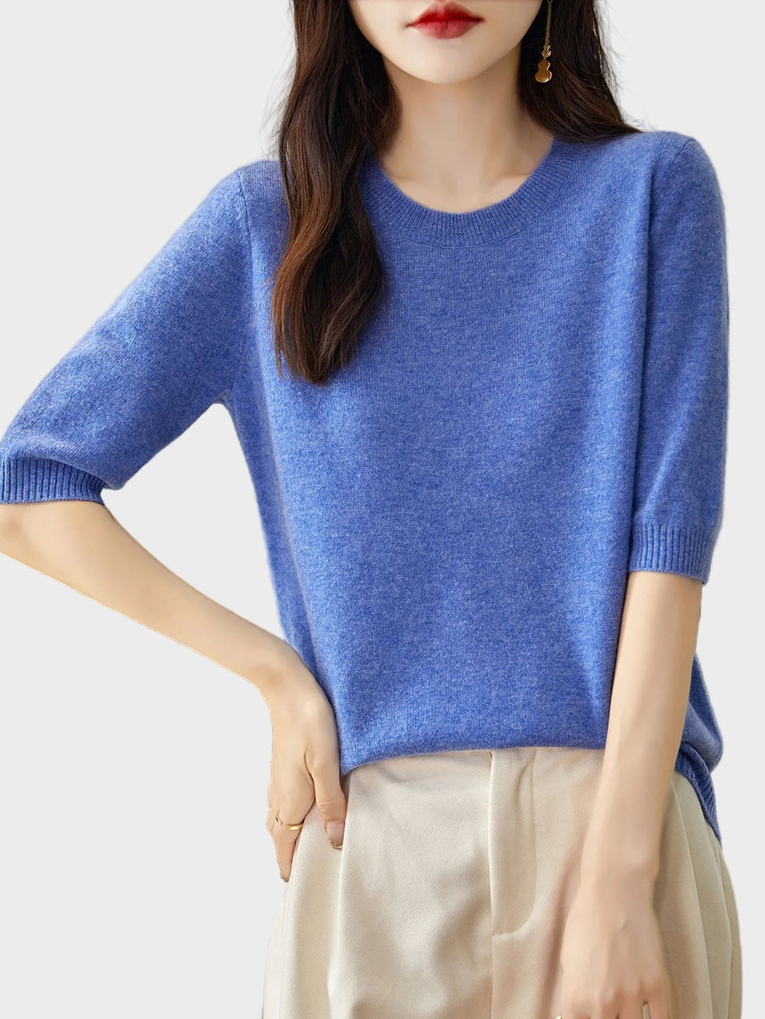 Eureka | Wool-Blend Crewneck Half Sleeve Sweater