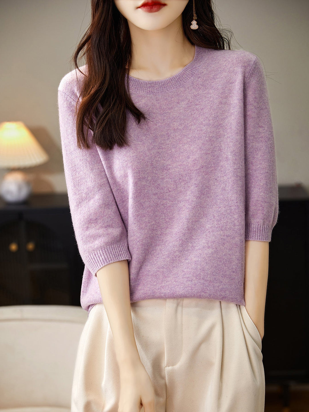 Eureka | Wool-Blend Crewneck Half Sleeve Sweater