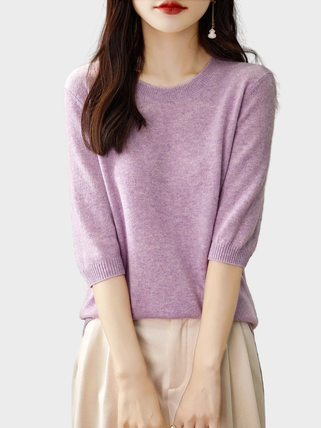 Eureka | Wool-Blend Crewneck Half Sleeve Sweater