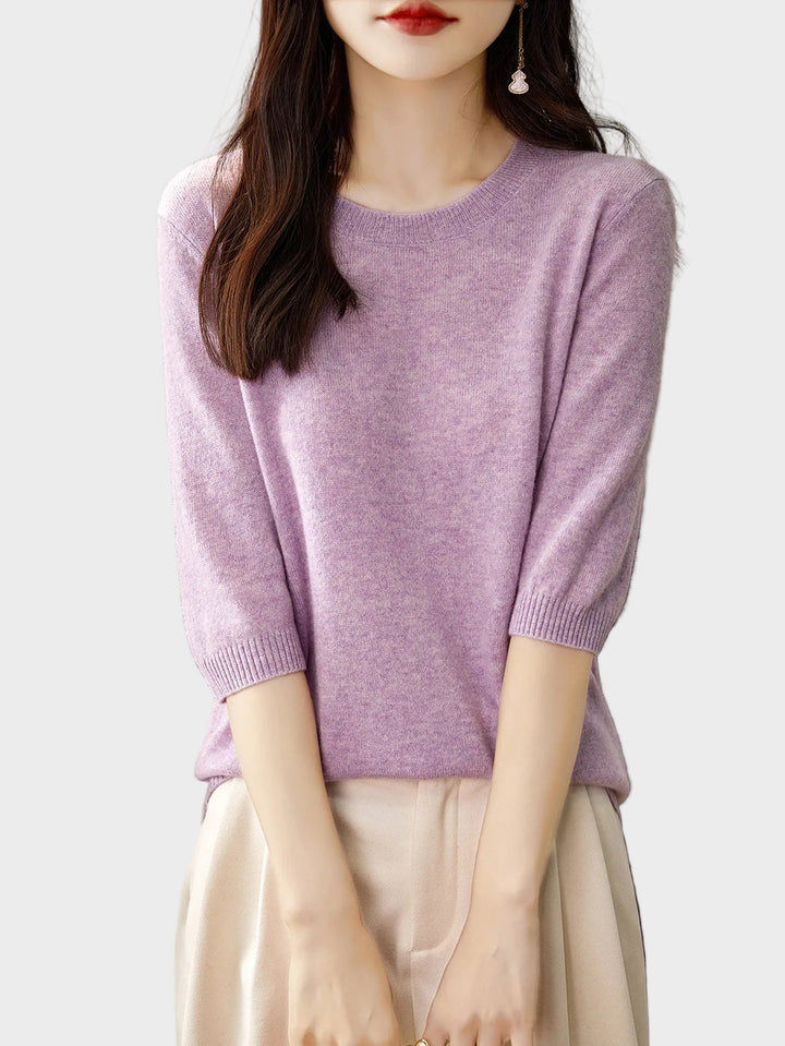 Eureka | Wool-Blend Crewneck Half Sleeve Sweater