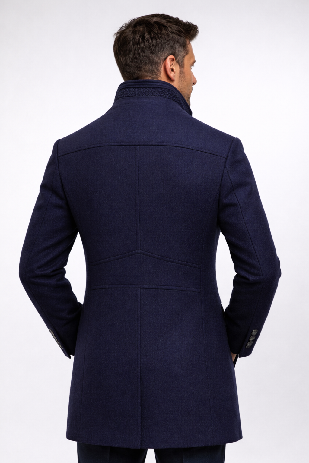 Tailored Long Coat in a Wool Blend Fabric