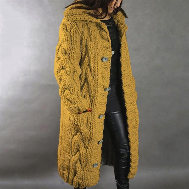 Carine - Elegant Longline Knit Coat