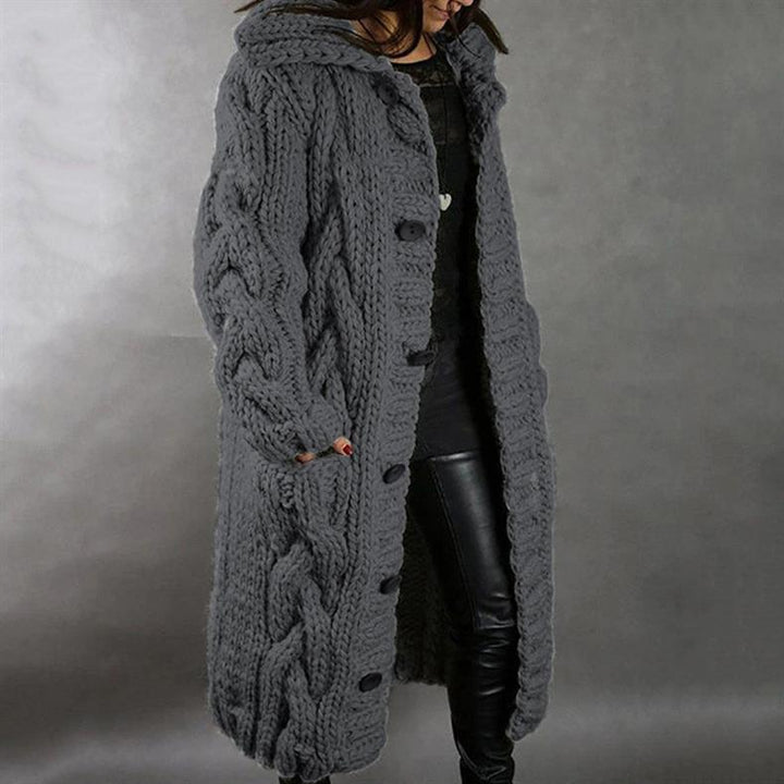 Carine - Elegant Longline Knit Coat