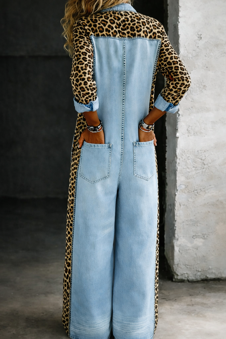 Denim Jumpsuit Women Long Sleeve One Piece Shirt Style