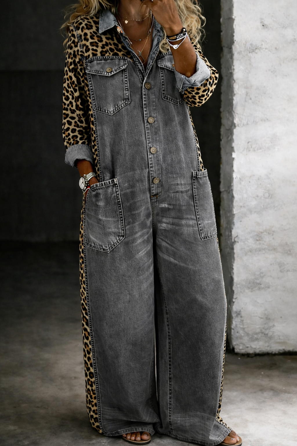 Denim Jumpsuit Women Long Sleeve One Piece Shirt Style