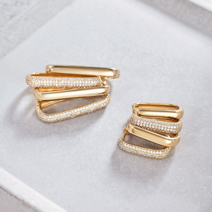 Icon Pave Hoops | Gold