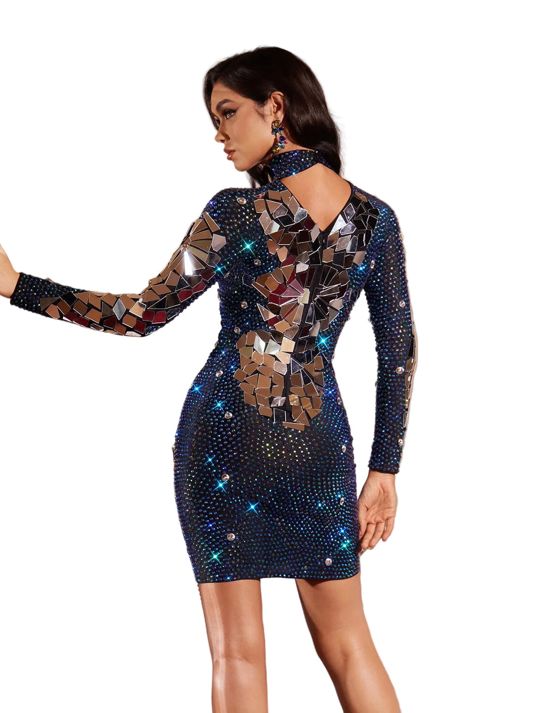 Filips Long Sleeve Crystal Mini Dress